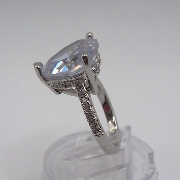 Stunning Large 5.00ctw Cubic Zirconia Heart Ring Solid 925 Sterling Silver - Picture 4 of 12
